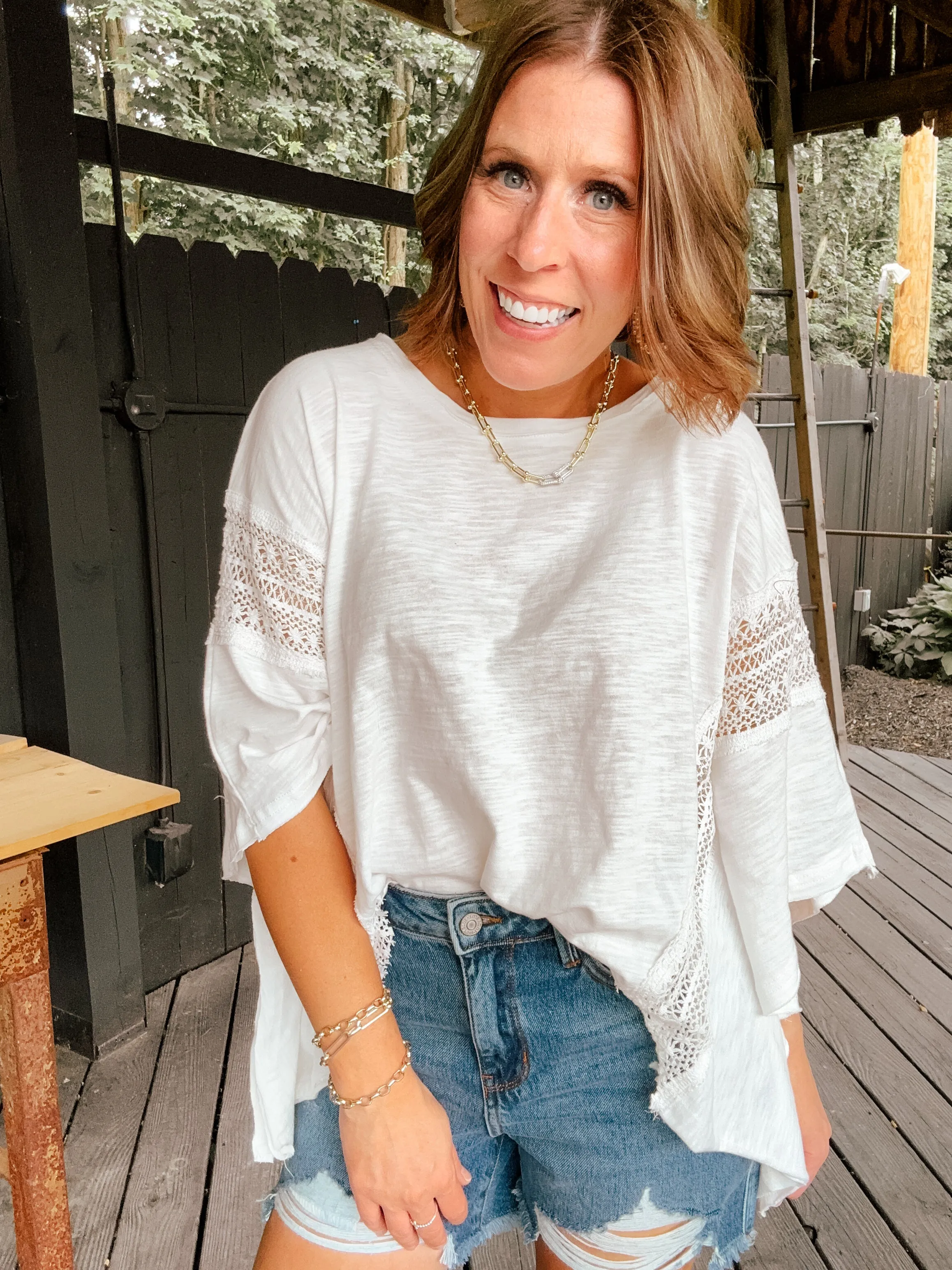 Lace Inlet Dolman Tee