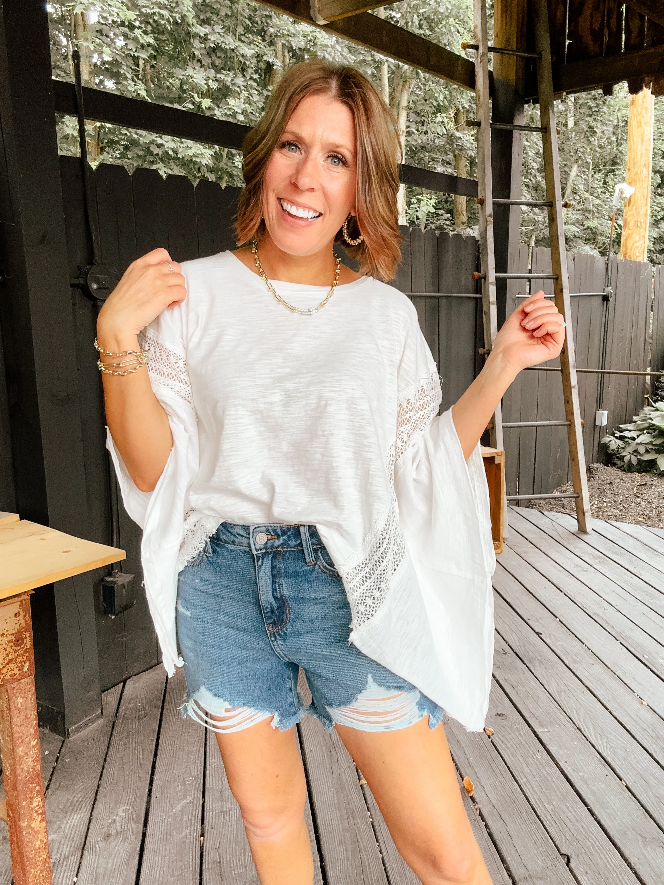 Lace Inlet Dolman Tee