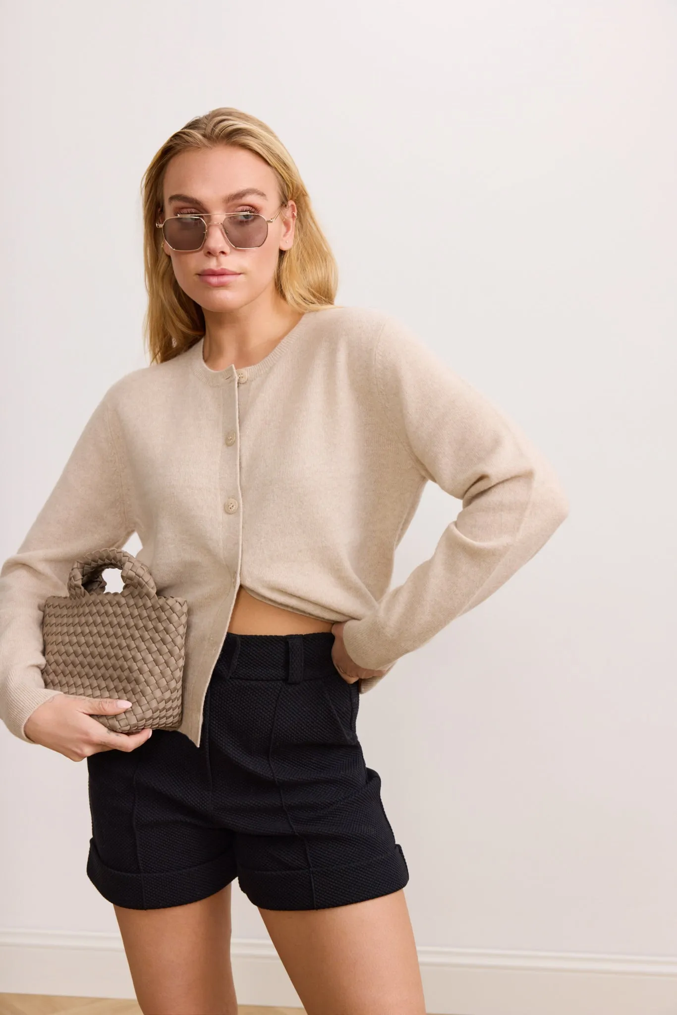 LANA cashmere cardigan - Beige Melange