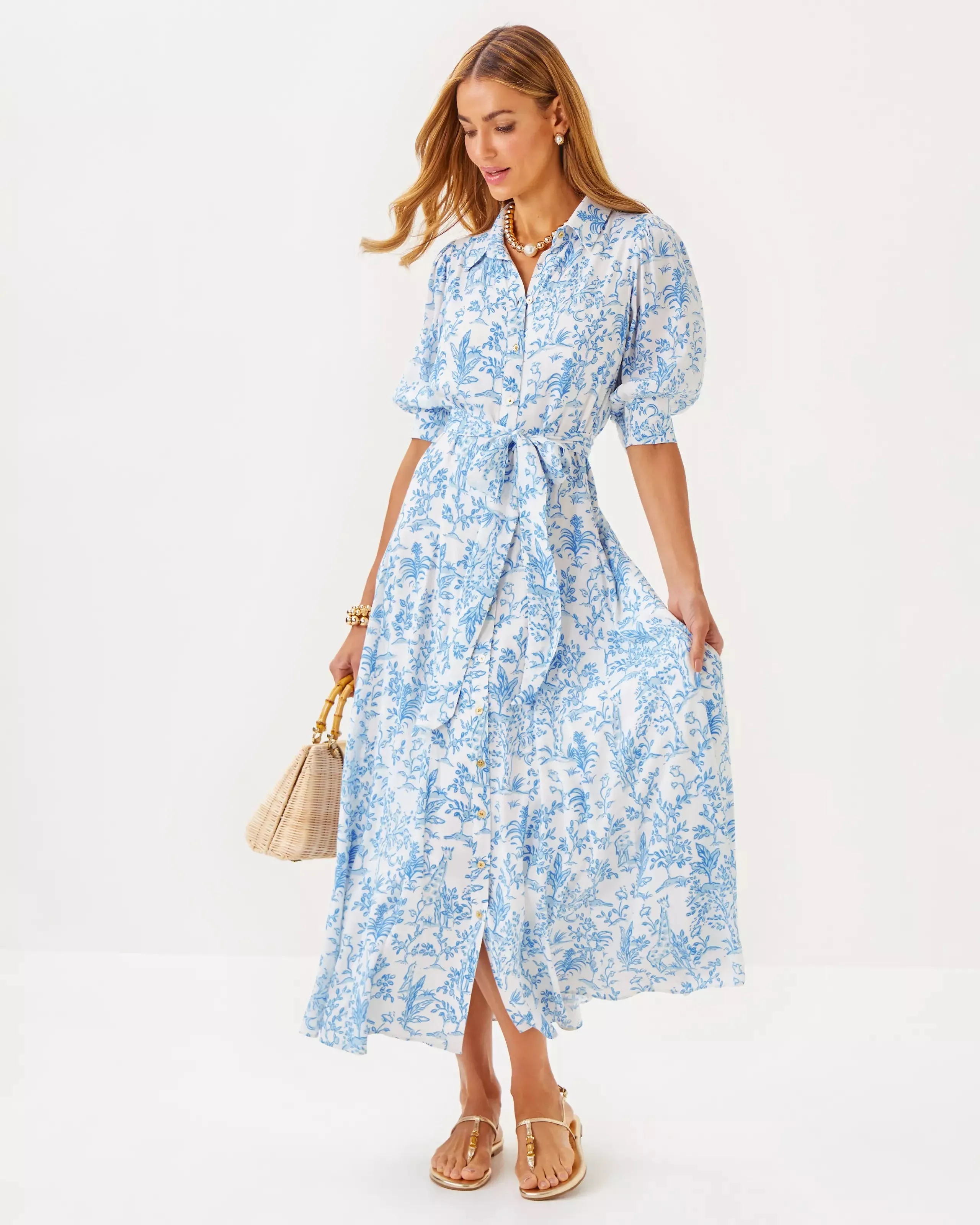 Larkyn Midi Shirtdress - Resort White Tall Tales