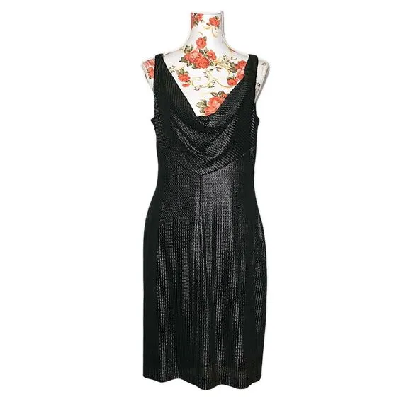 Lauren Ralph Lauren Dresses Size 12 Cowl Neck Sleeveless Steel Links Look Slinky