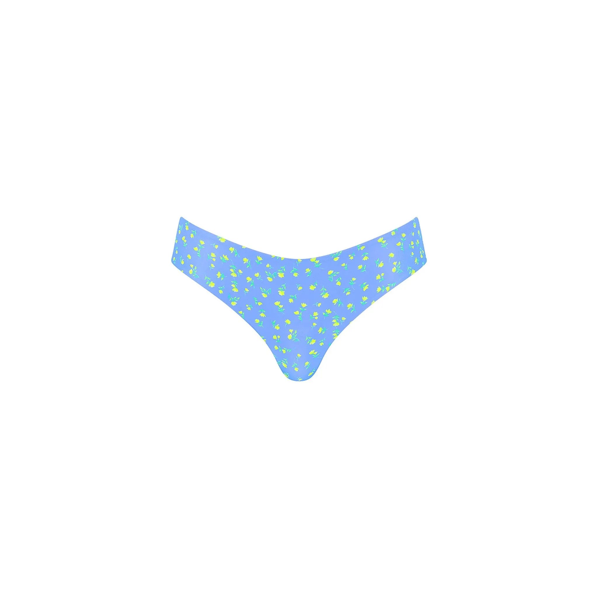 Lettuce Frill Thong Bikini Bottom - Lemon Bloom