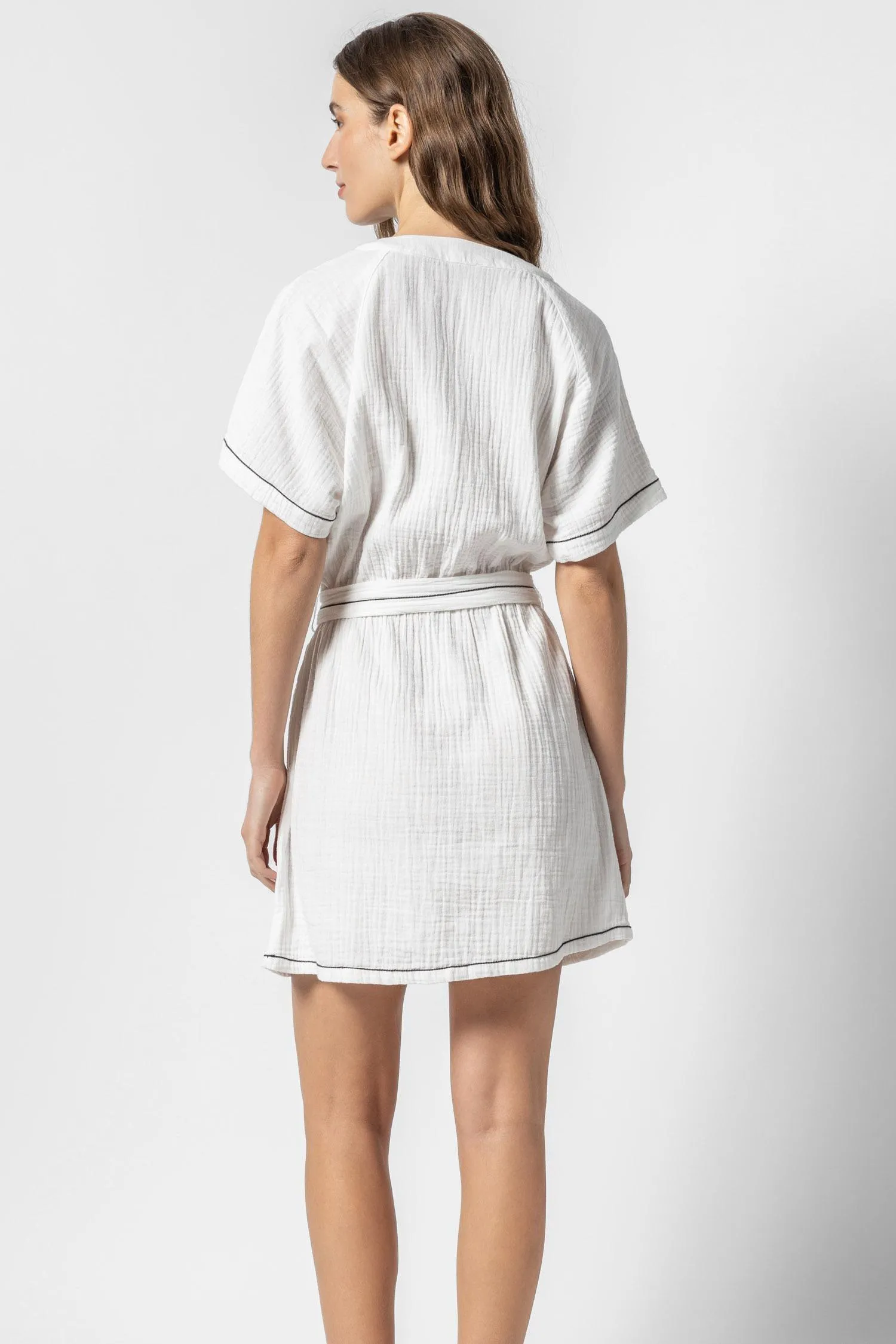 Lilla P Belted Split Neck Dress