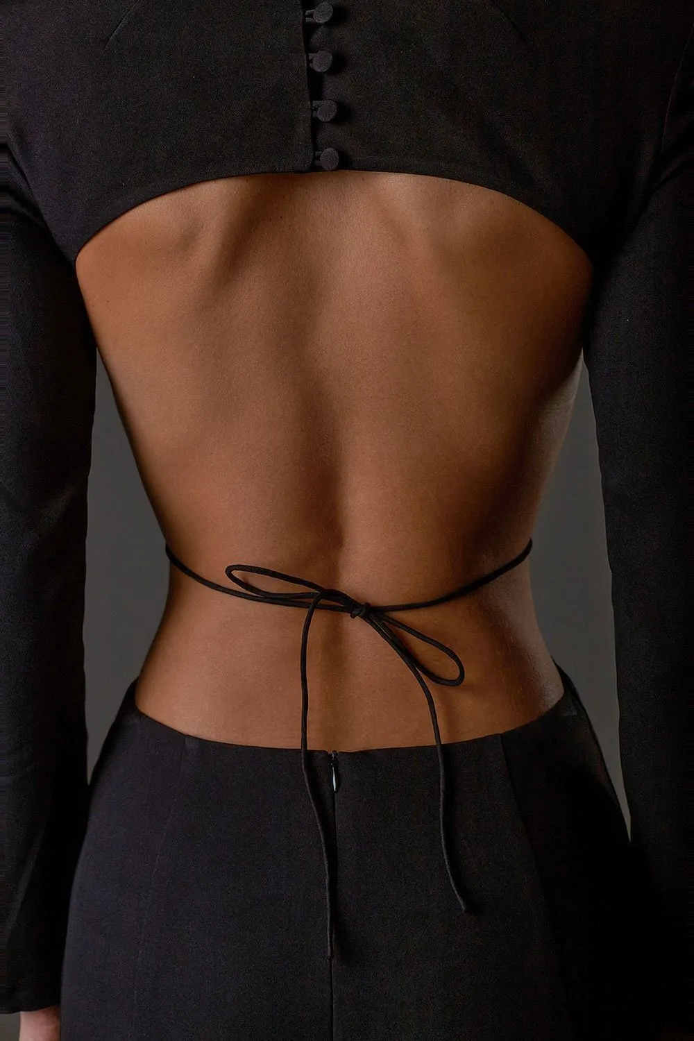 Long Sleeve Cut Out Backless Mermaid Maxi Dress In Black