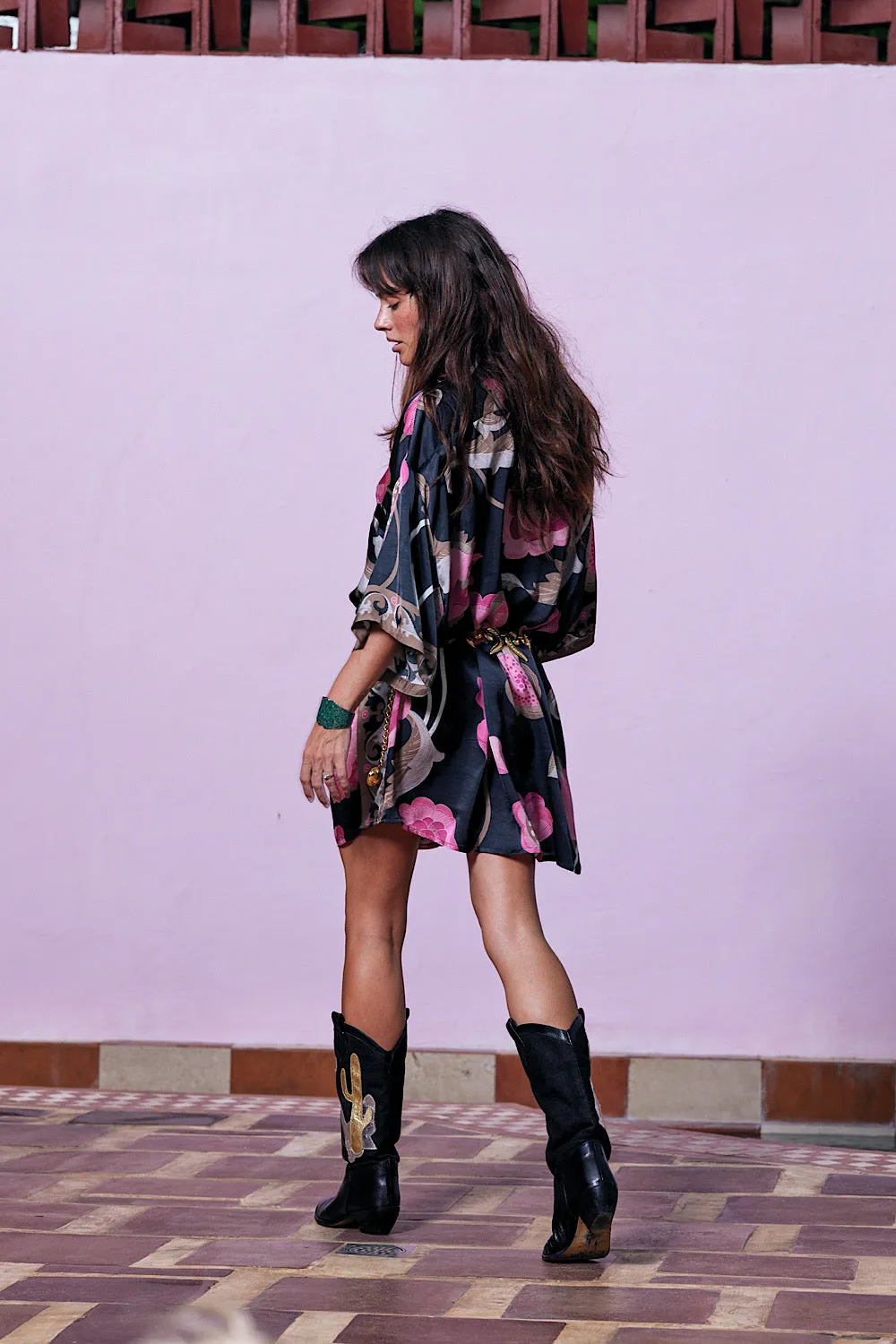 Long Way Around Satin Oversized Shirt - Black
