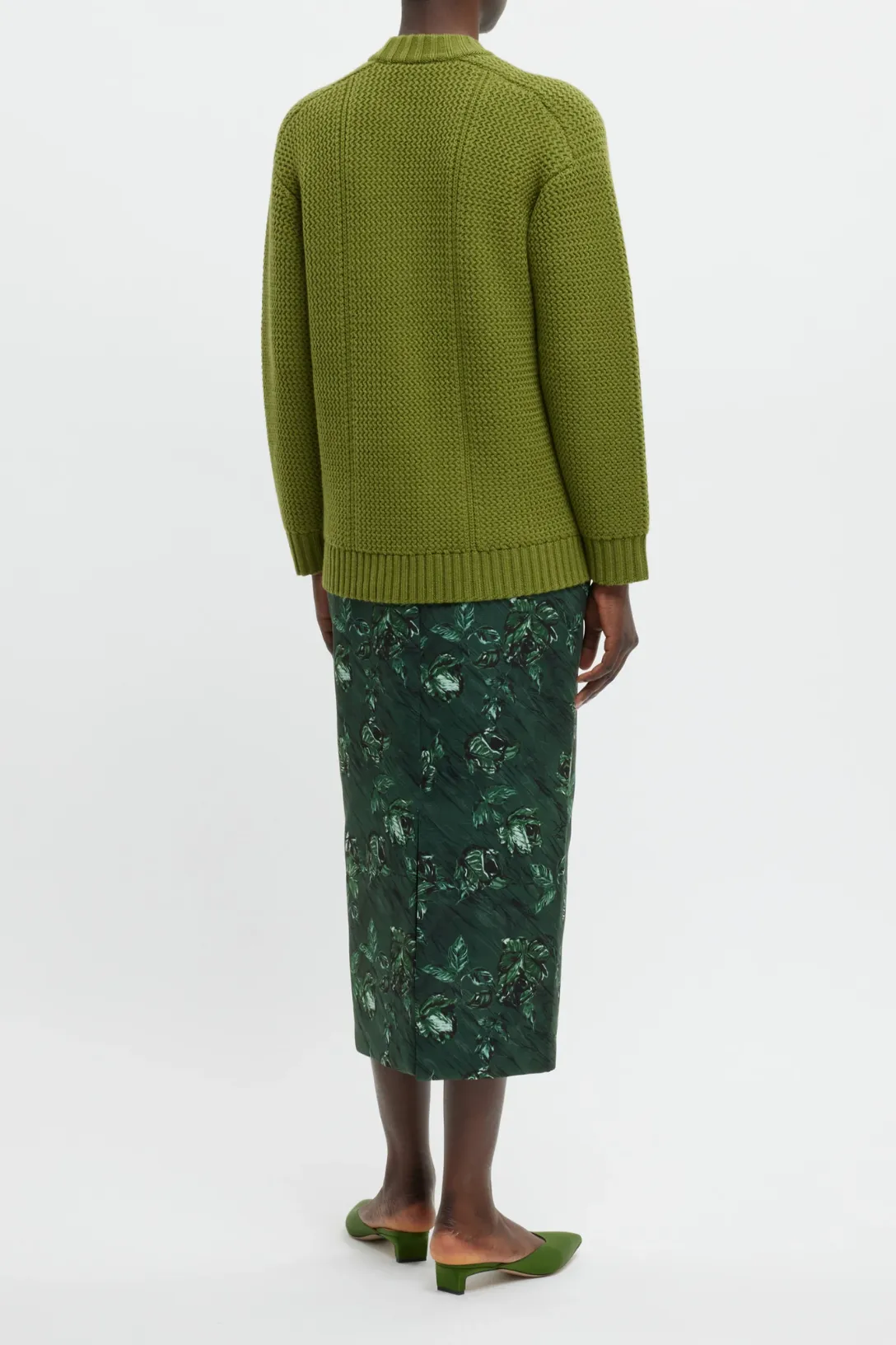 Lorelei Skirt | Green Roses On Marble Print