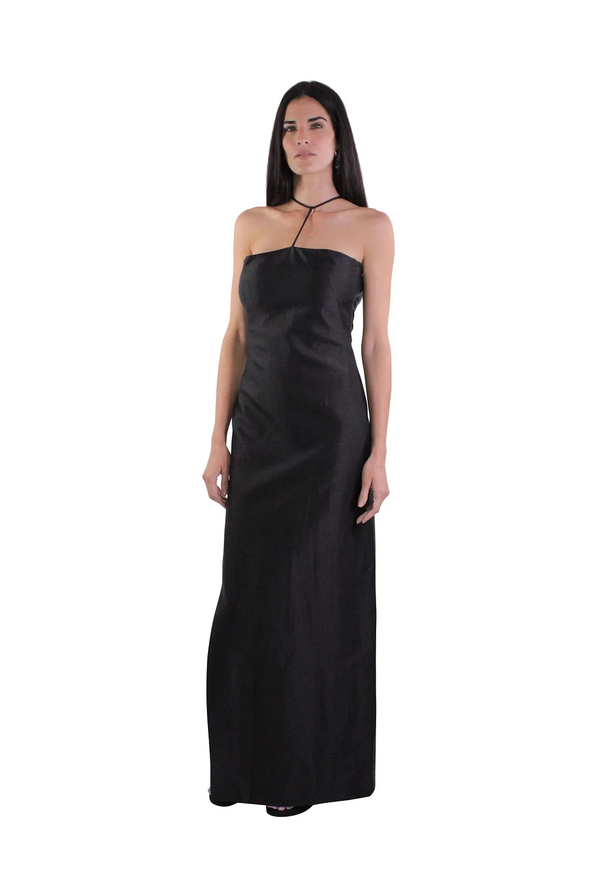 Lou Dress in Shiny Twill Black