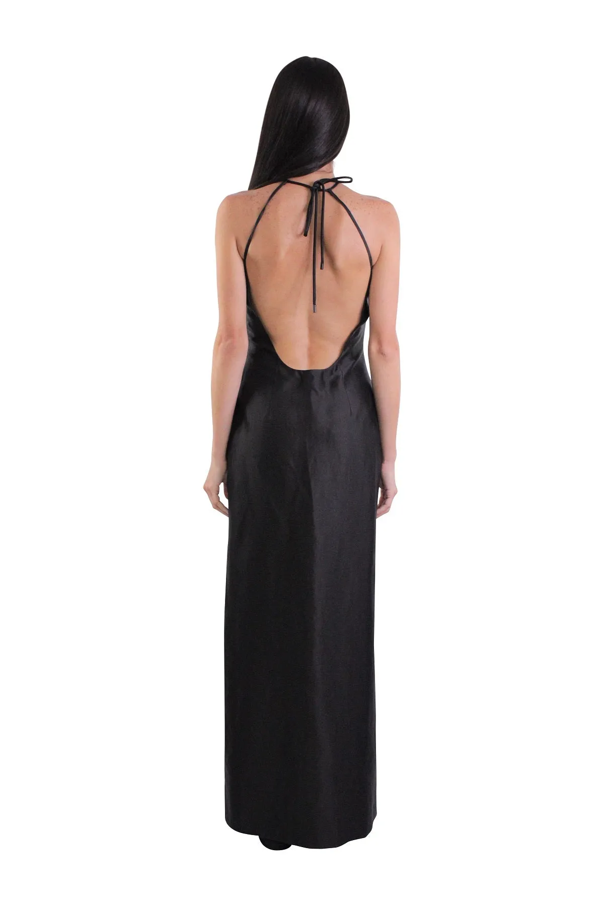 Lou Dress in Shiny Twill Black