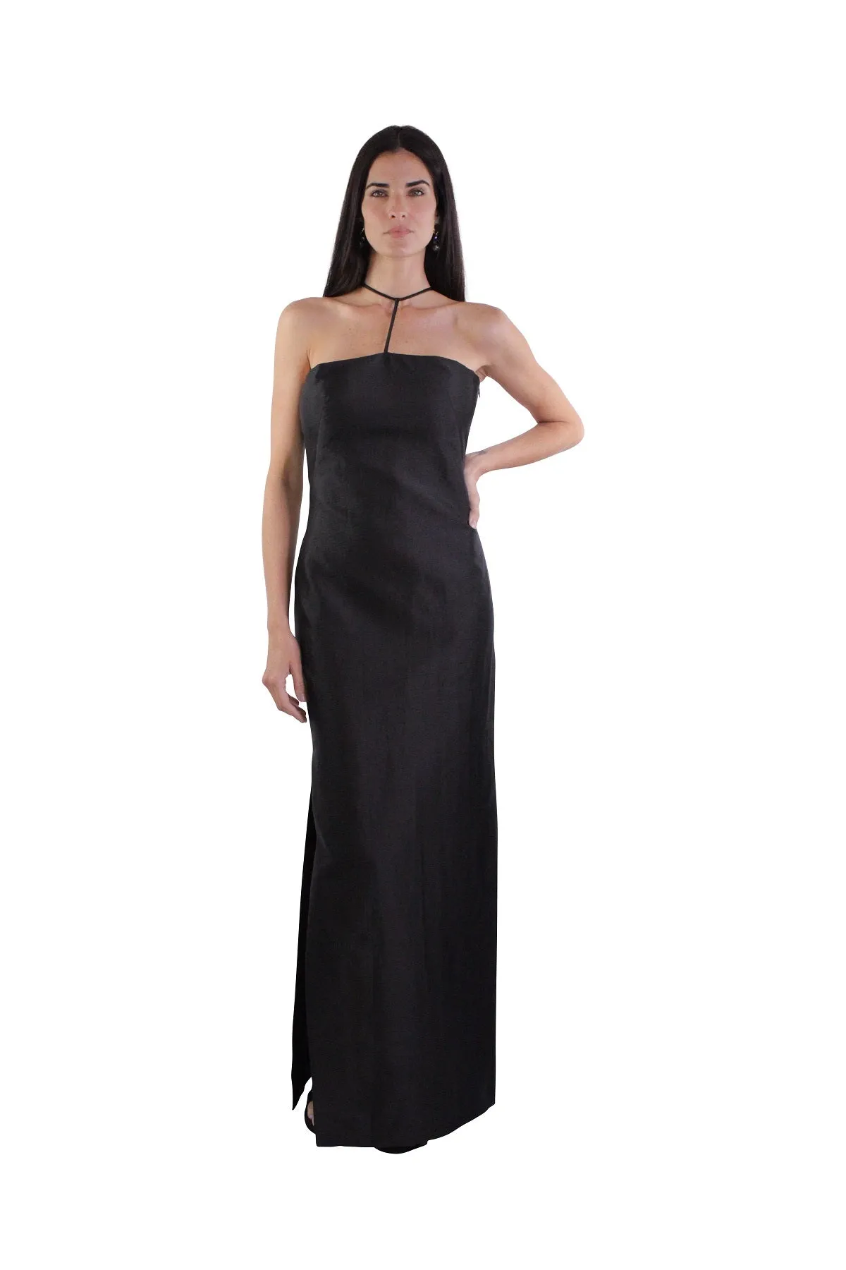 Lou Dress in Shiny Twill Black