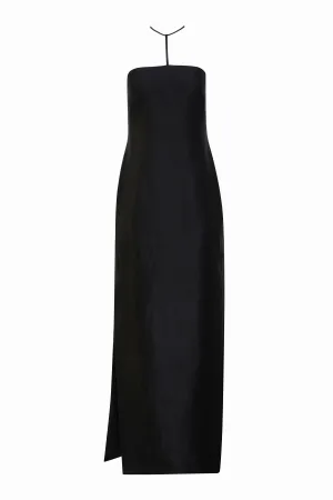 Lou Dress in Shiny Twill Black