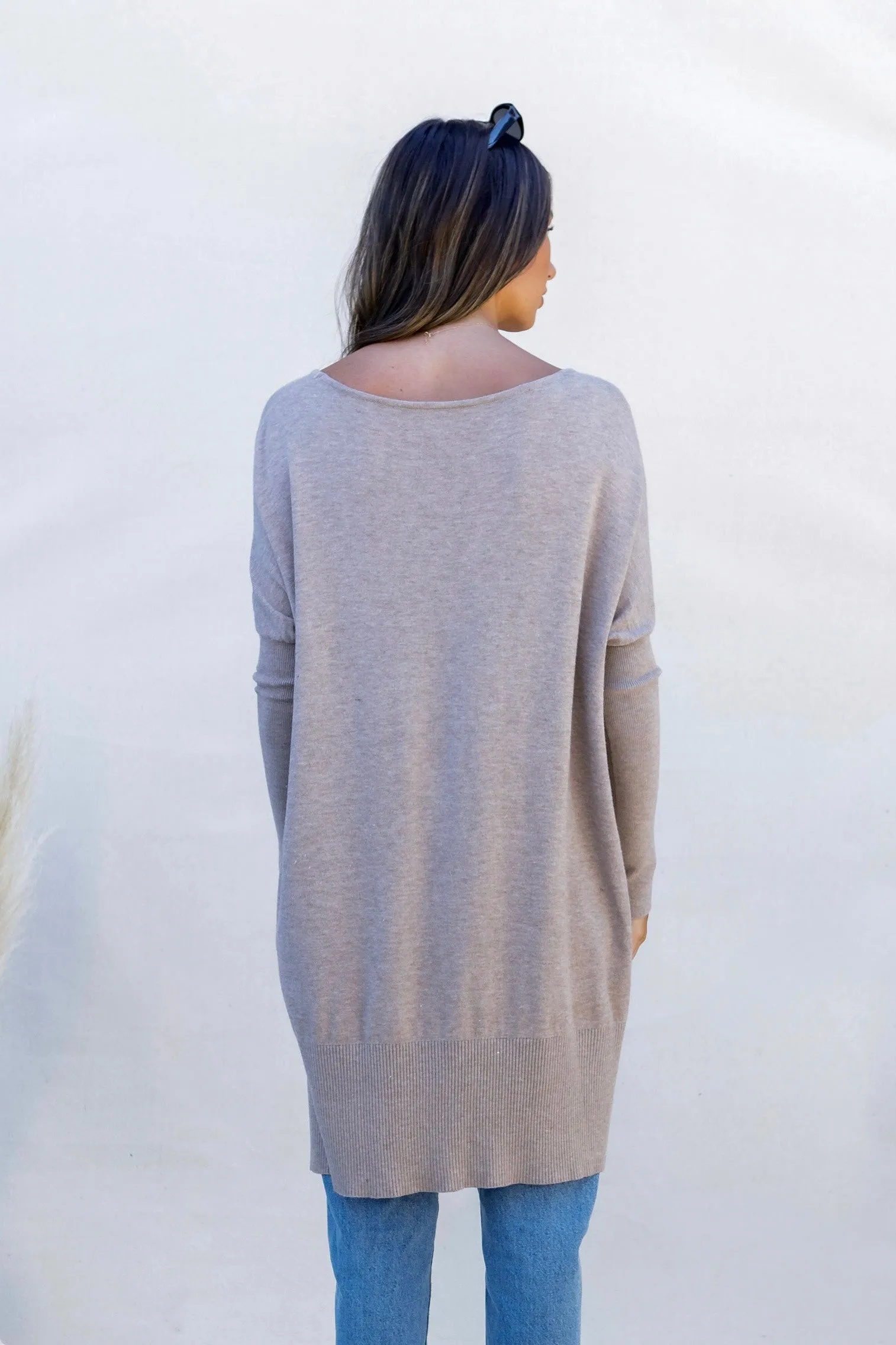 Luella Mocha Ribbed Sleeve Knit