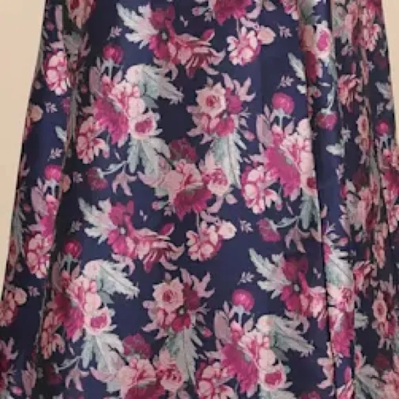 Lulus Attractive Essence Navy Floral Jacquard Midi Dress With Pockets Size Small