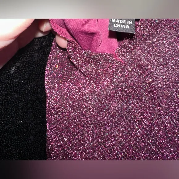 Lulu’s Truly Dazzling Magenta Purple Multi Glitter Sparkle Spaghetti Straps Gown