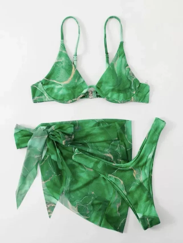 Marble Bikini Set - 3 Pieces