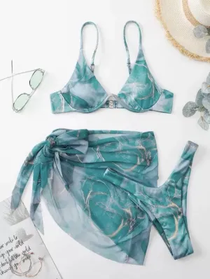 Marble Bikini Set - 3 Pieces