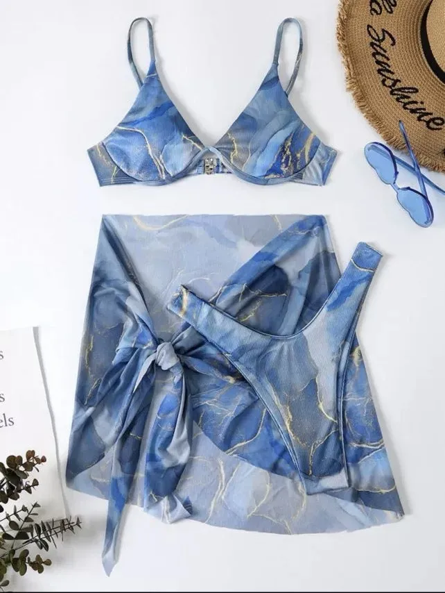 Marble Bikini Set - 3 Pieces