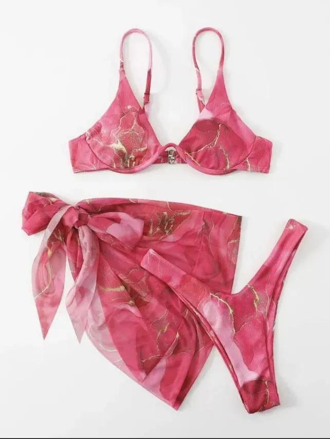 Marble Bikini Set - 3 Pieces