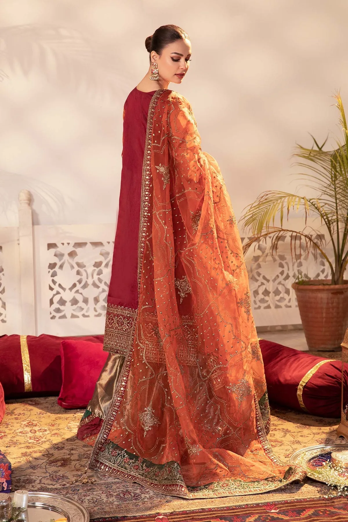 Maria B Pakistani Party Dress in Kameez Gharara Style