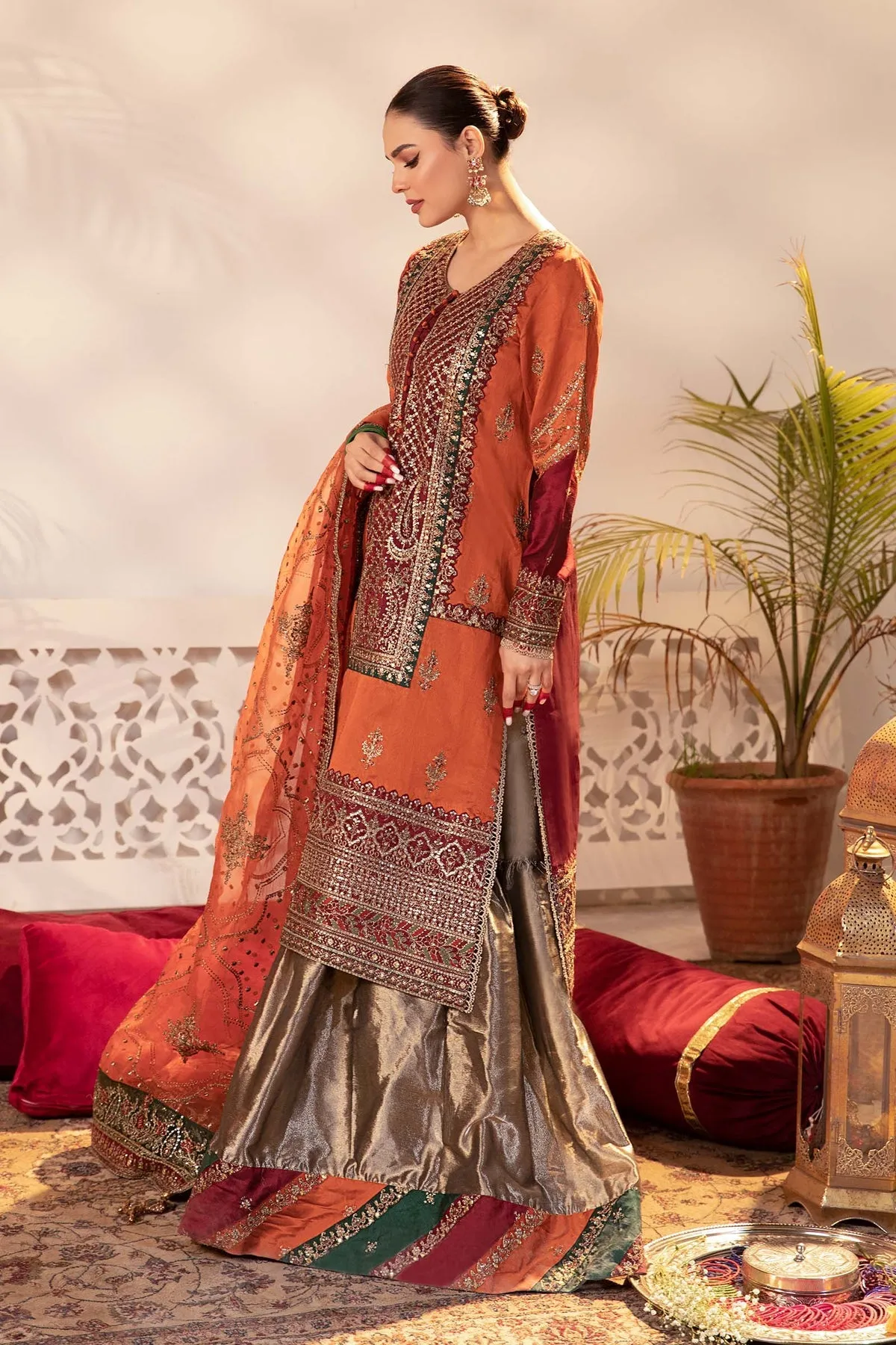 Maria B Pakistani Party Dress in Kameez Gharara Style