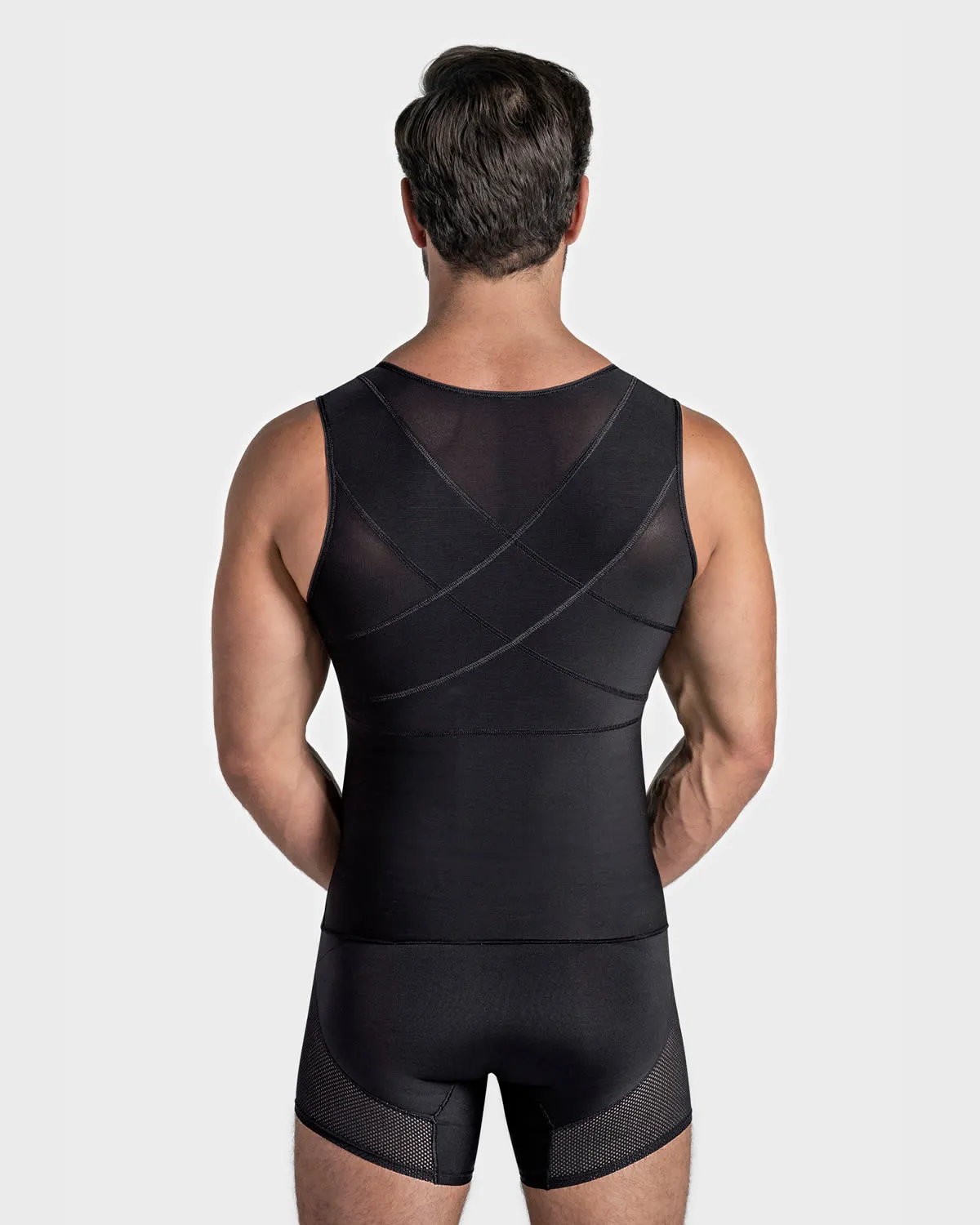Men’s Firm Shaper Vest with Back Support Front Hook Closure 