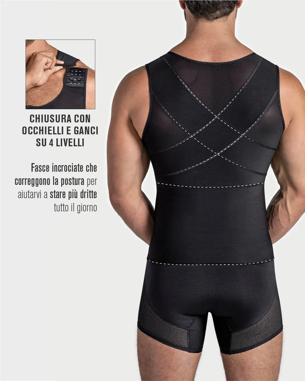Men’s Firm Shaper Vest with Back Support Front Hook Closure 