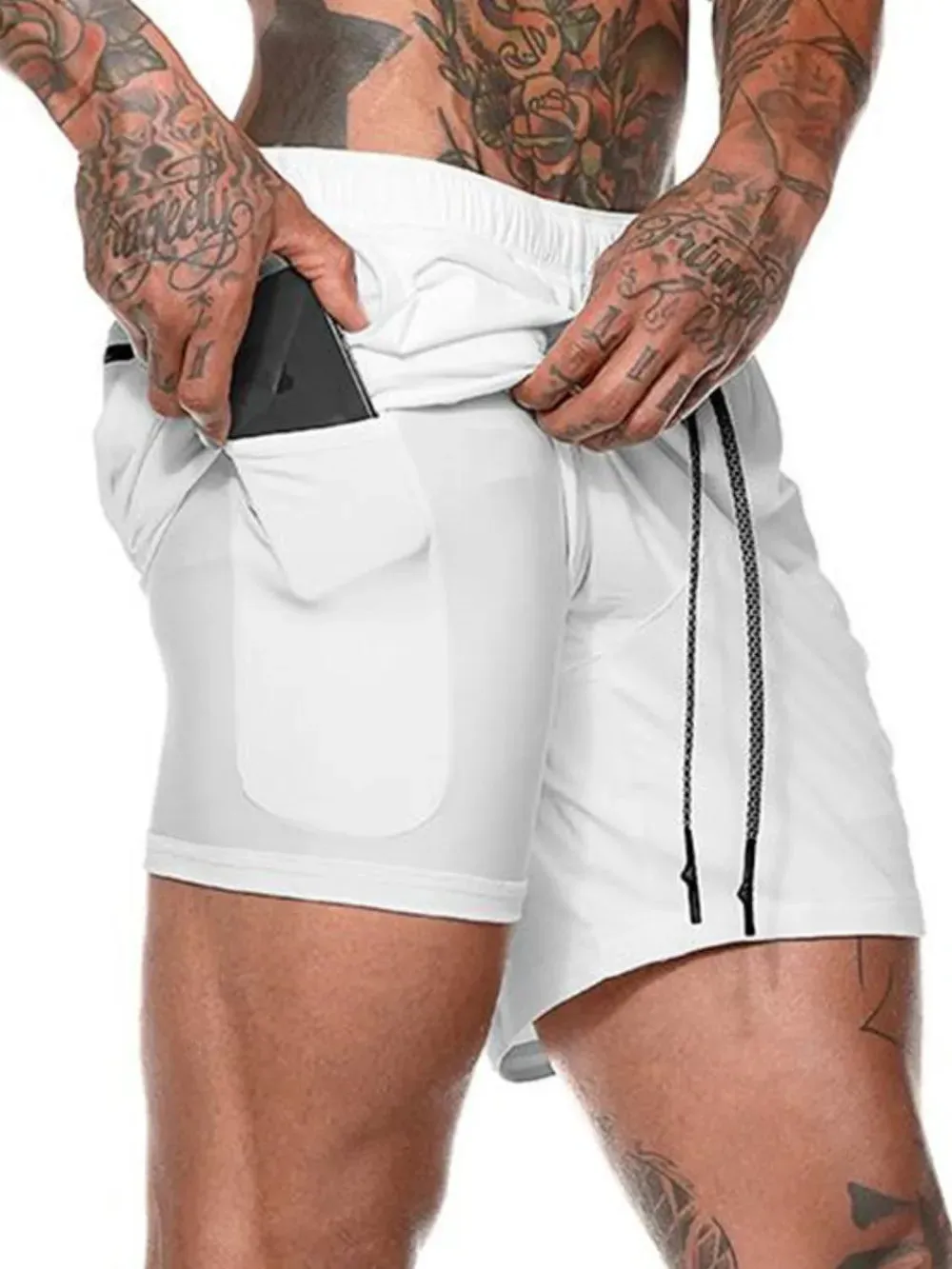 Men's Plus Size Drawstring Active Shorts