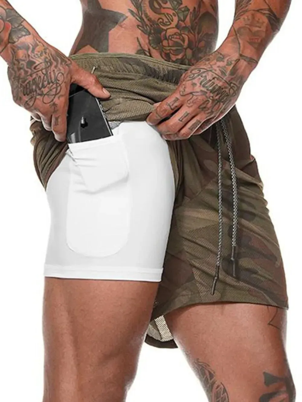 Men's Plus Size Drawstring Active Shorts