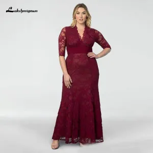 Mermaid Mother Of The Bride Dresses V Neck Half Sleeves Lace
