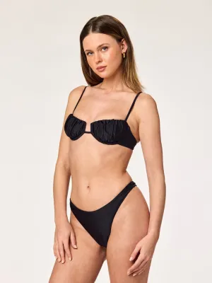 MERMAID - Pleated Cup Top • Shiny Black