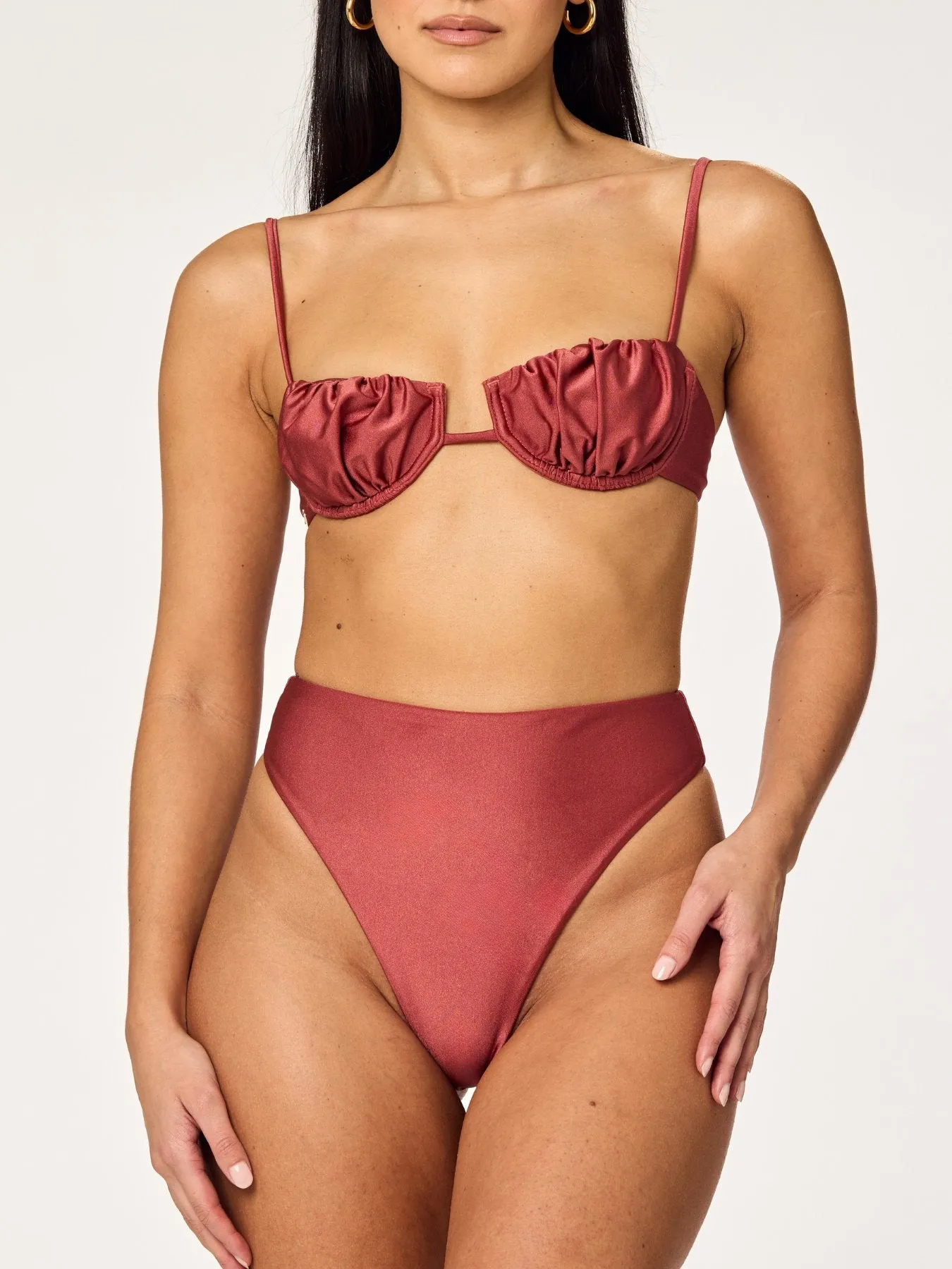 MERMAID - Pleated Cup Top • Shiny Mauve