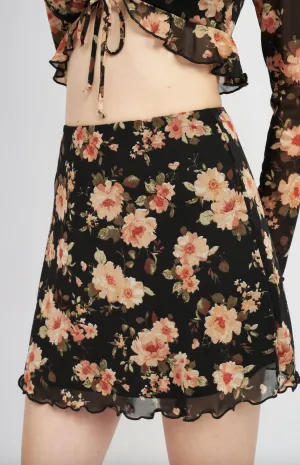 Mesh Print Mini Skirt