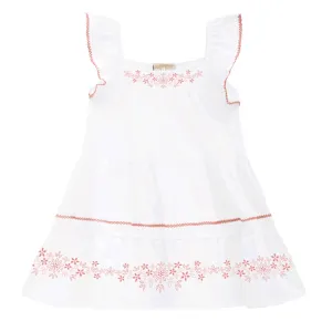 Milon - Girls Ruffled Cap Sleeve dress w/ Embroidery