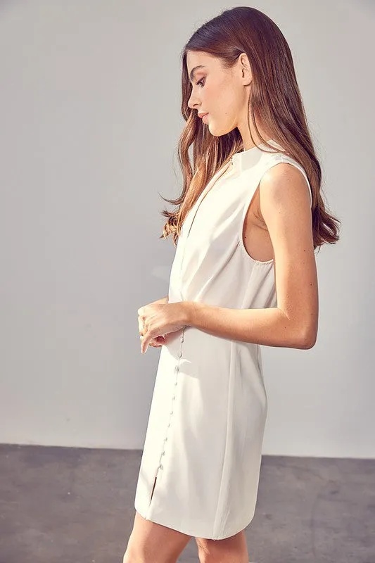 MIRIAM COLLARED SIDE BUTTON DRESS