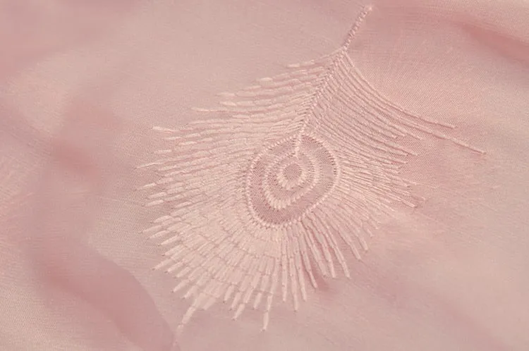 Monique V-neck Flared sleeves High waist Embroidery Long Pink Party Dress