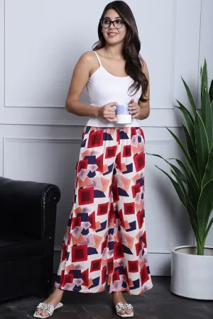 Multi Flared Printed Viscose Rayon Loose-Fit  Lounge  Pants