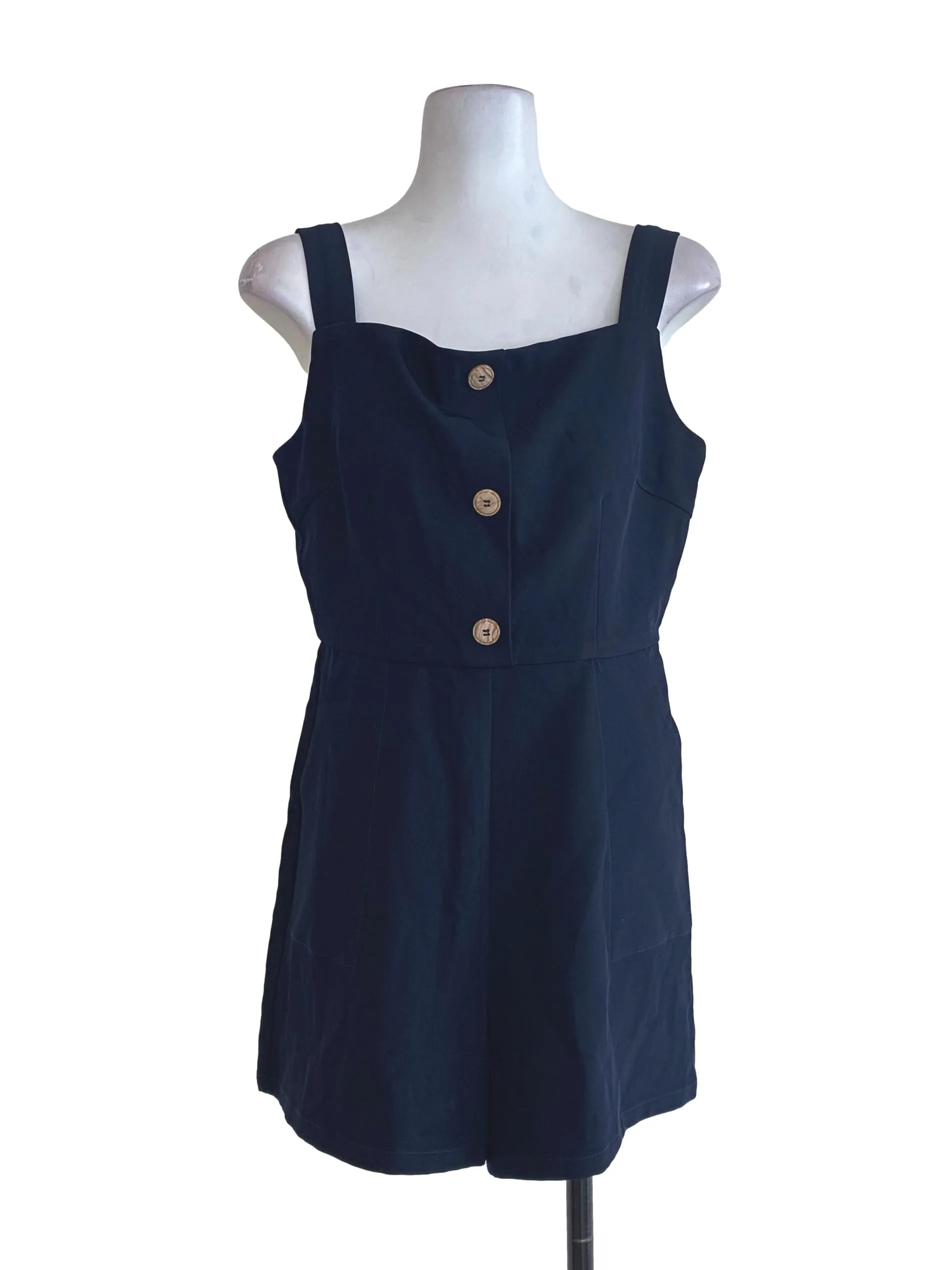 Navy Blue Half Button Rompers