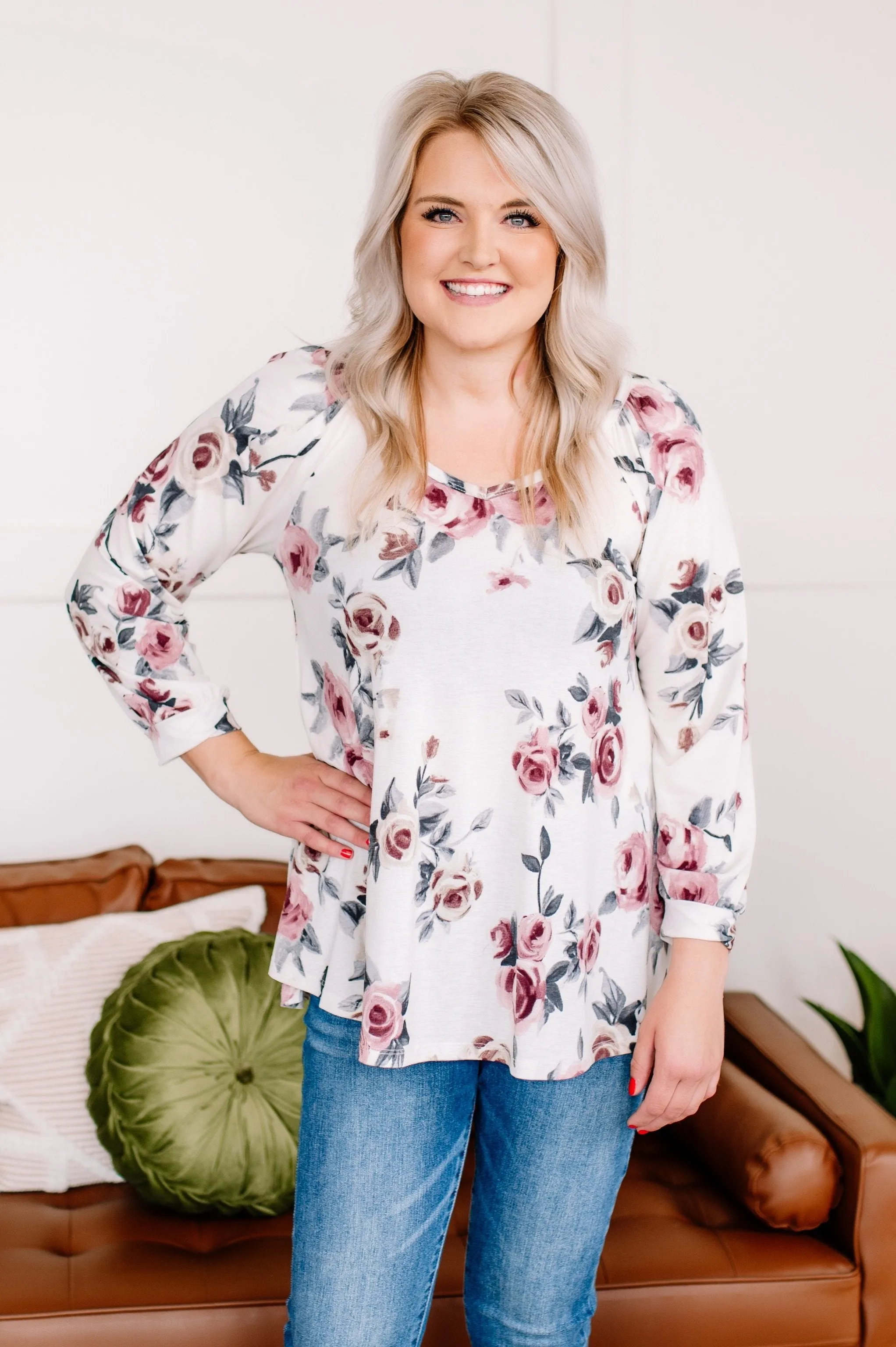 Never Going Out Of Style Cream Floral Top