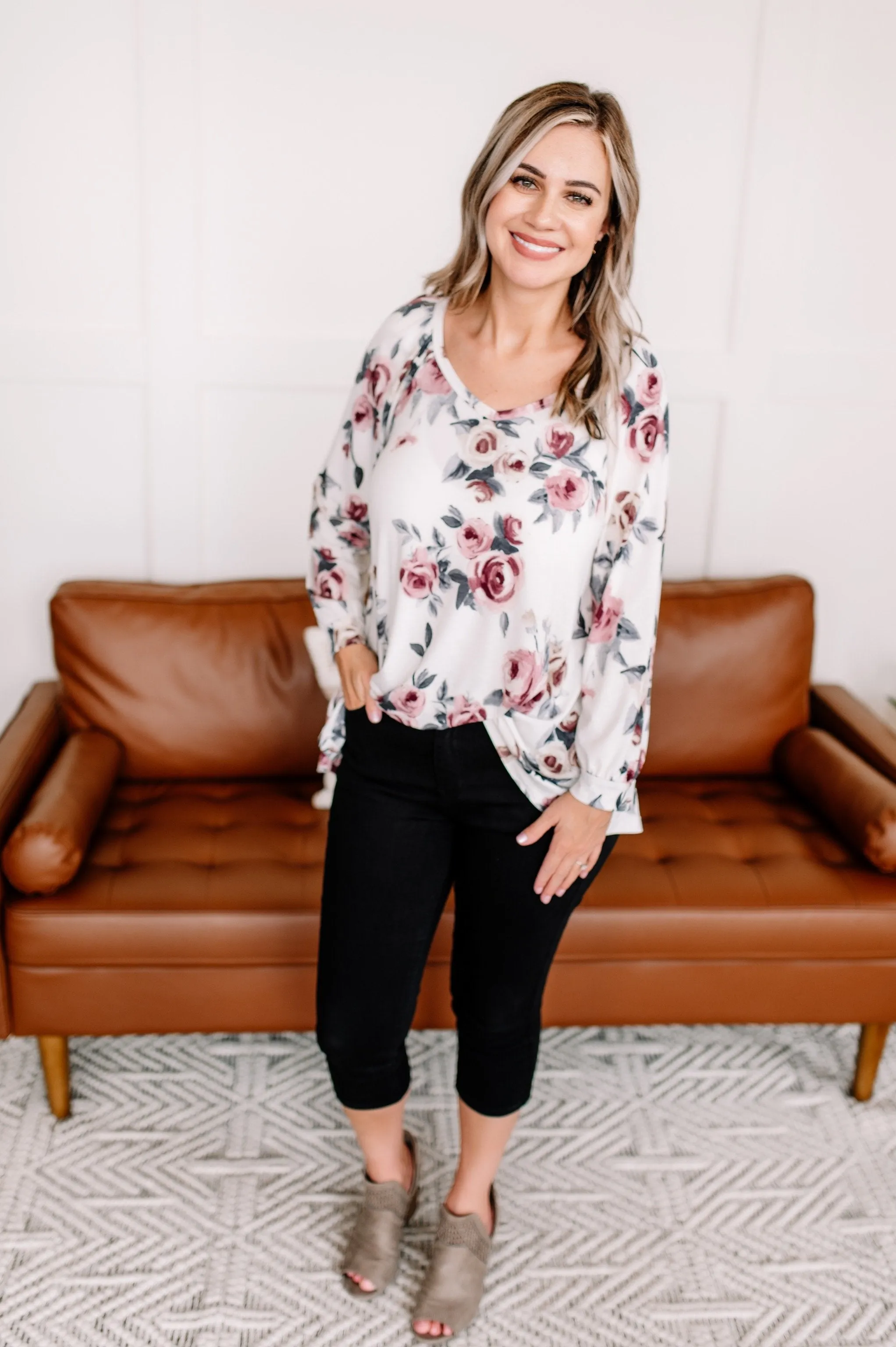 Never Going Out Of Style Cream Floral Top