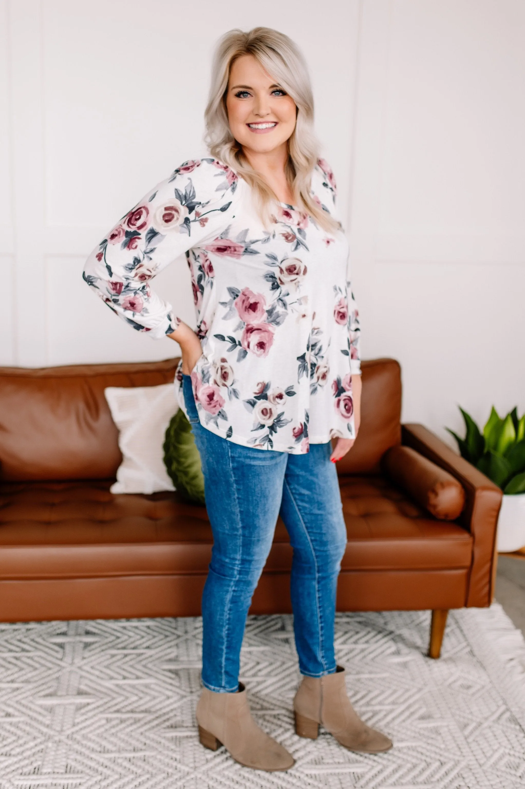 Never Going Out Of Style Cream Floral Top