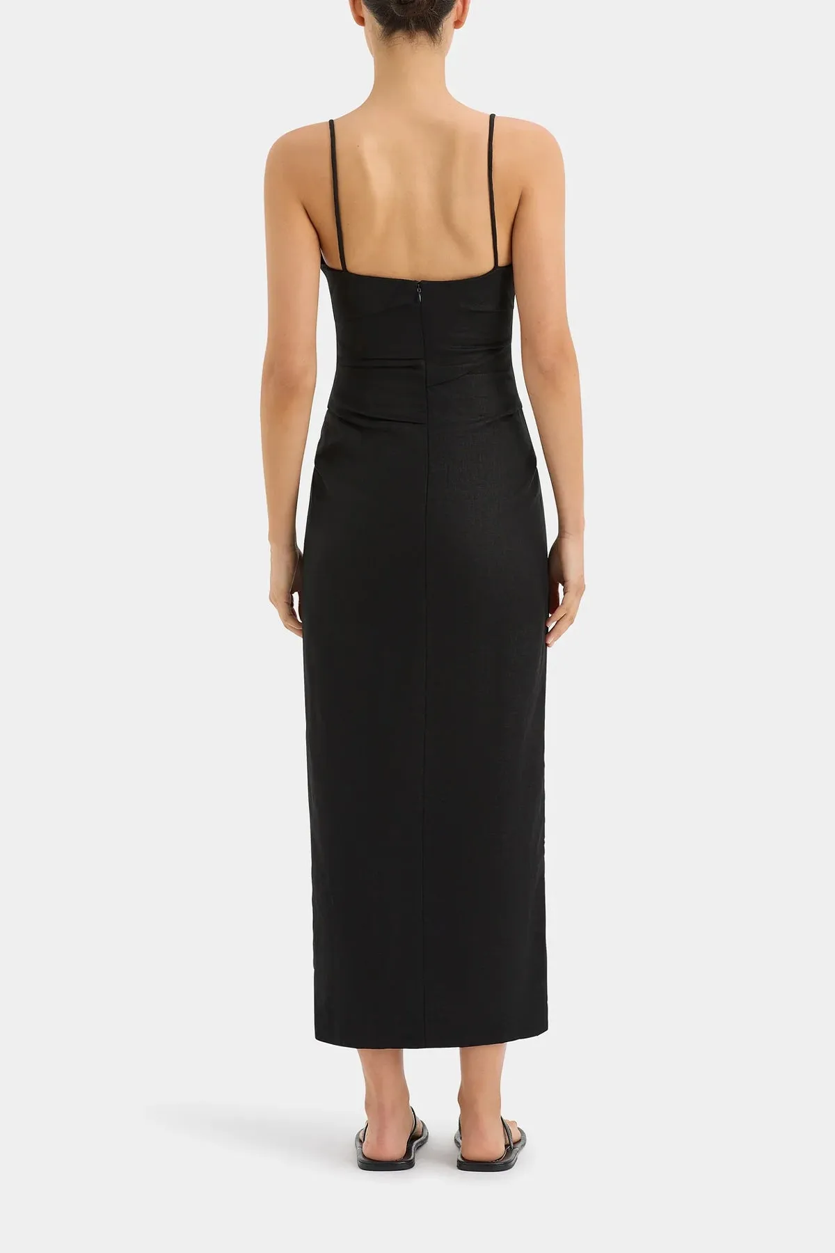 Noemi Balconette Midi Dress in Black
