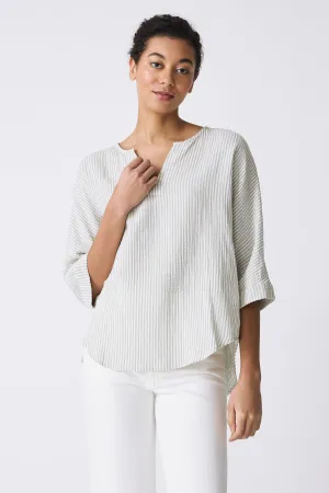 Nora Notch Front Top - Sage Stripe