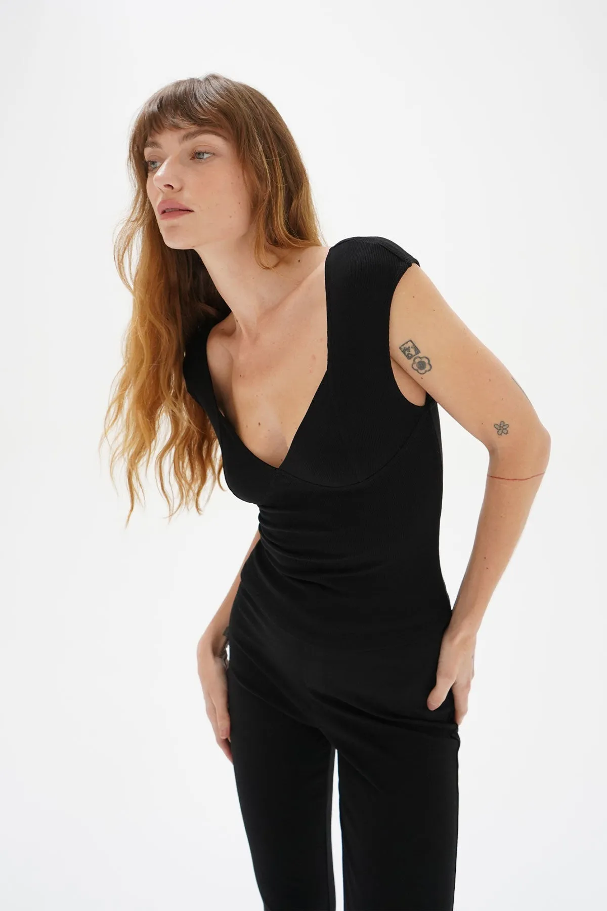 Nouvelle Ribbed Top - Black