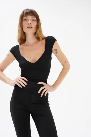 Nouvelle Ribbed Top - Black