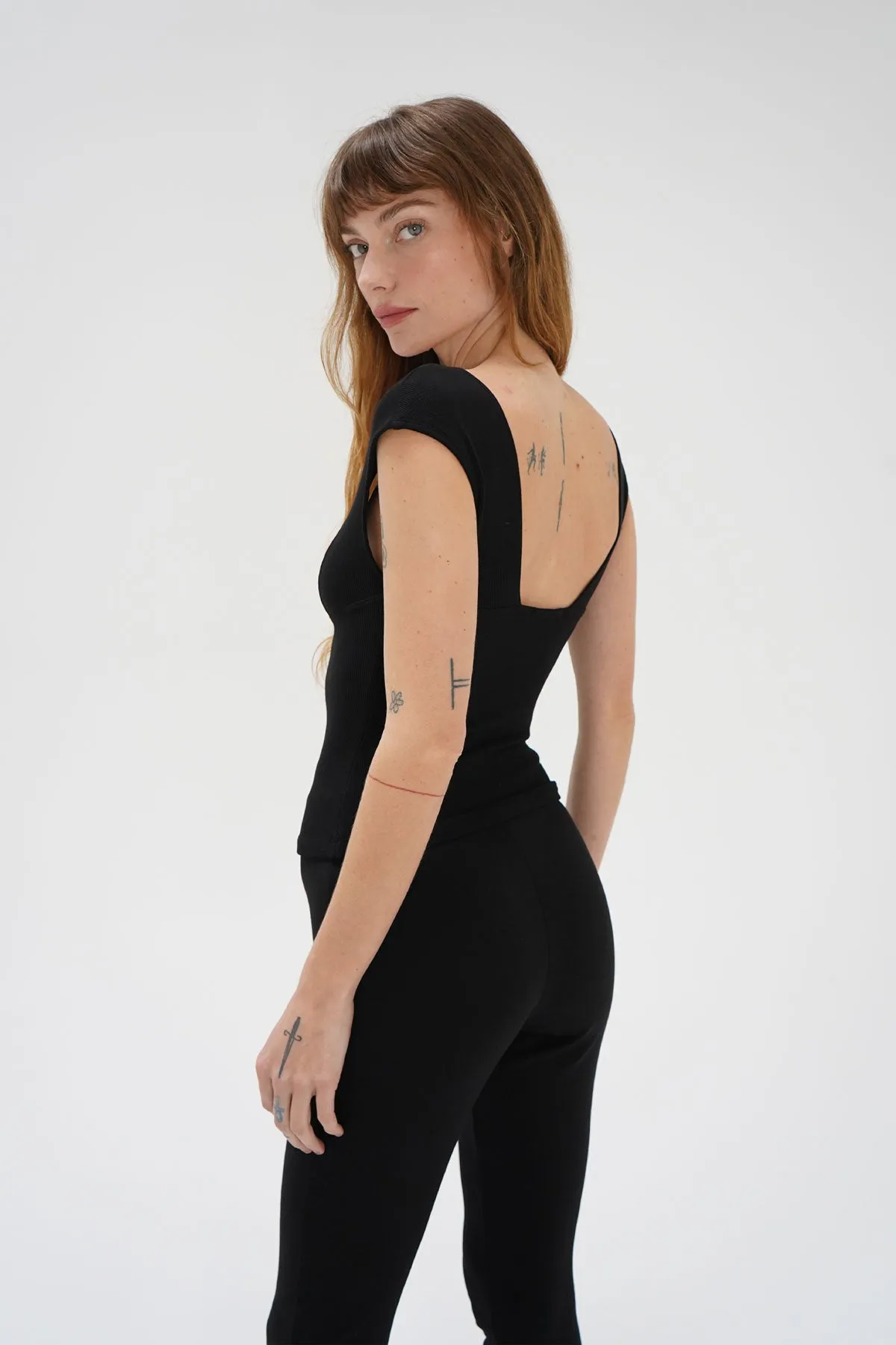 Nouvelle Ribbed Top - Black