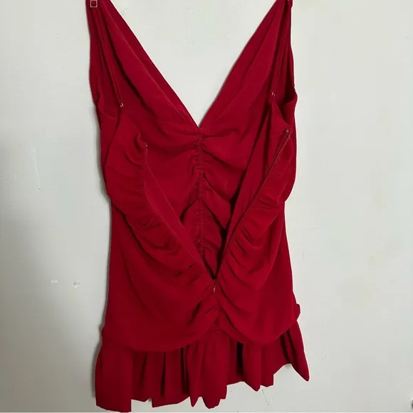 NWT NBD- Lea Mini Dress in Red Ruched Front Party Cocktail