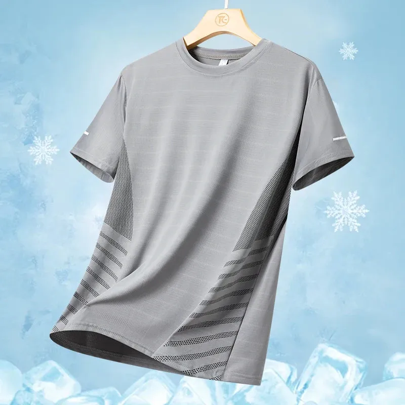 Obsidian Phoenix Ice Silk Reflective Sports T-Shirt – Lightweight, Breathable Short Sleeve Top