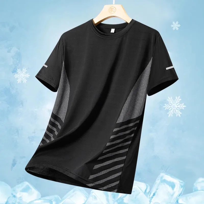 Obsidian Phoenix Ice Silk Reflective Sports T-Shirt – Lightweight, Breathable Short Sleeve Top
