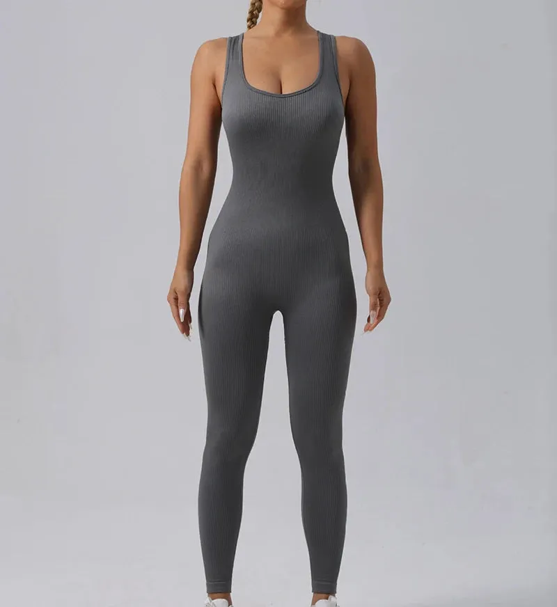 Obsidian Phoenix Seamless Ribbed Fitness Jumpsuit