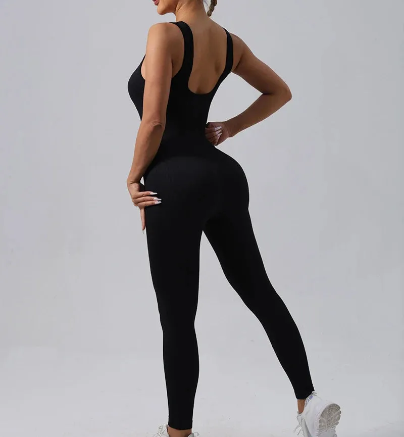 Obsidian Phoenix Seamless Ribbed Fitness Jumpsuit