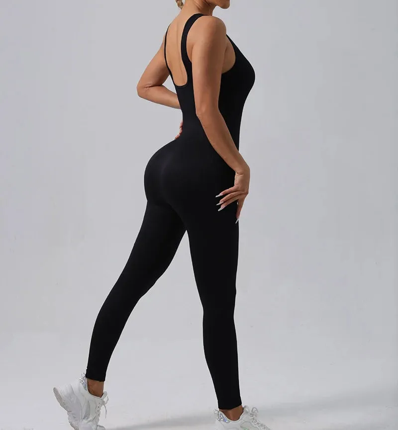 Obsidian Phoenix Seamless Ribbed Fitness Jumpsuit